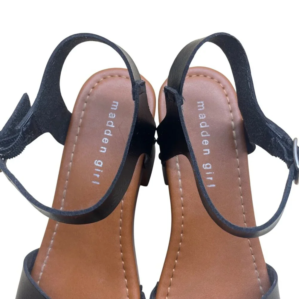 Madden Girl Women’s Black Strapped Platform Block Heel Danii Sandals Size 7 - Picture 6 of 9